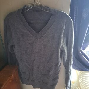 Extra Large Gray V-Neck Women's Sweater